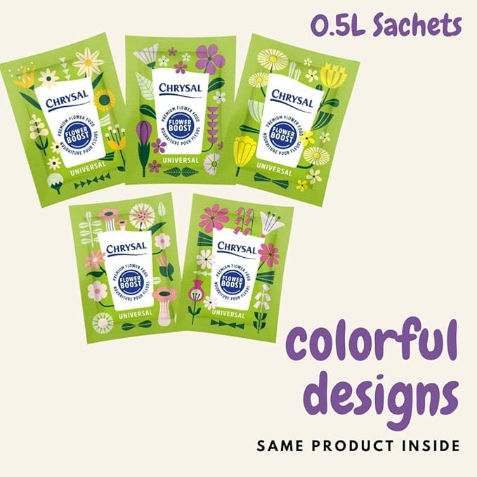 Chrysal Flower Boost – Clear Flower Food Packets for Flower Arrangements & Bouquets – Floral Supplies for Fresh Flowers – Fresh Flower Arrangements Supplies (5g - 600 Ct)