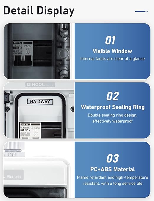 DIHOOL 60 Amp DC Circuit Breaker Box, PV Solar Disconnect Switch with Small Breaker Box