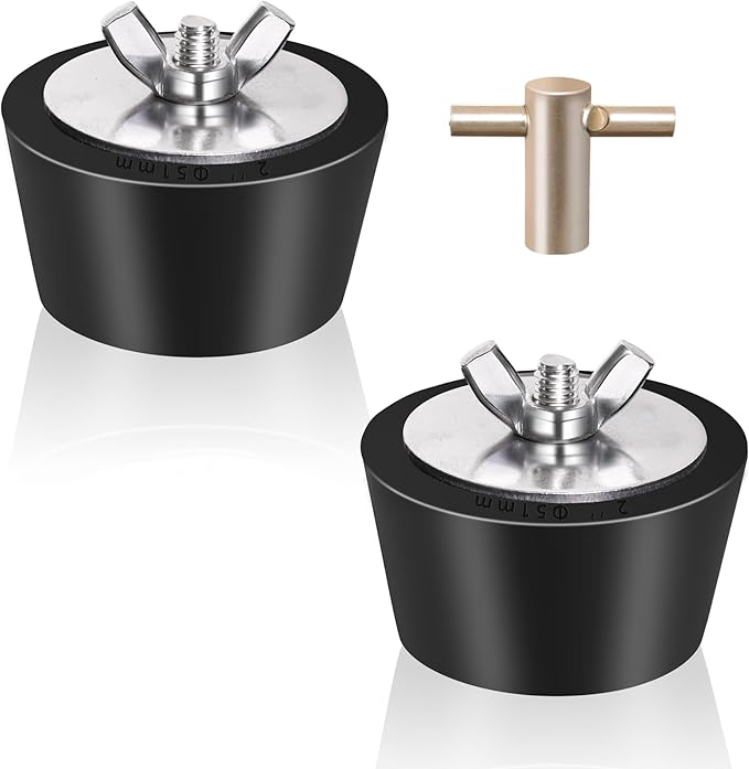 2 Pack Rubber Pool Winter Plugs with One T-Handle 1.5" – 2" Pool Winterizing Plugs with Stainless Steel Screws Pool Return Jet Plug Inground & Above Ground Skimmer Plug for Pools
