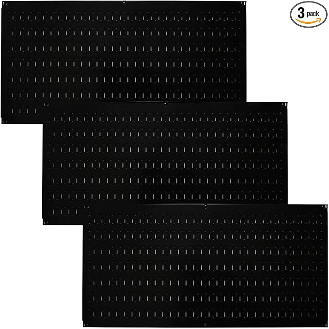 Wall Control Pegboard Value Pack - (3) Pack of Wall Control 16-Inch Tall x 32-Inch Wide Horizontal Black Metal Wallboards for Home & Garage Tool Storage Organization (Black Pegboard)
