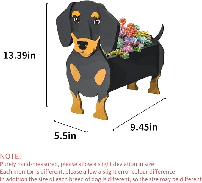 Black and Tan Dachshund Dog Planter Plant Pots,Cute Dog Flower Planter,Gifts for Pet Lovers,Unique Animal Plant Pots,Office,Indoor Outdoor Garden Decor(9.45 * 7.5 * 13.39in)