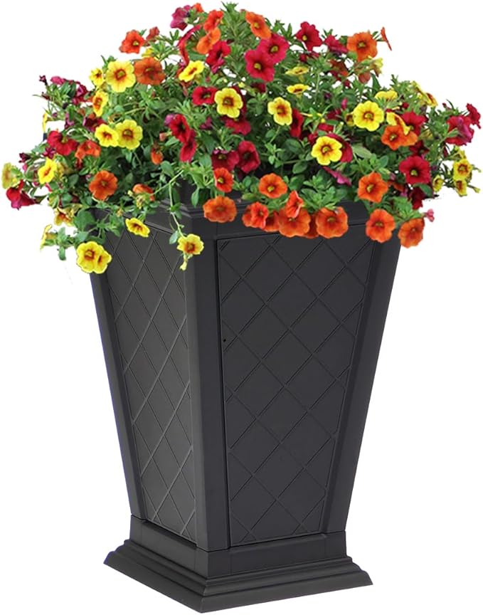 FCMP Outdoor - Modemmo Argyle Self-Watering Planter (2 Pack), Black