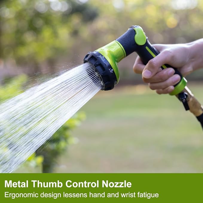 FANHAO Garden Hose Nozzle with Thumb Control+Metal Thumb Control Water Nozzle