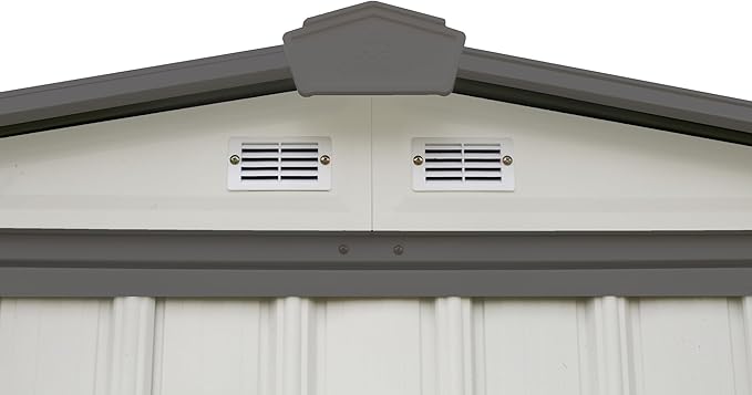 ARROW 6' x 5' EZEE Galvanized Steel Low Gable Shed Cream with Charcoal, Storage Shed with Peak Style Roof