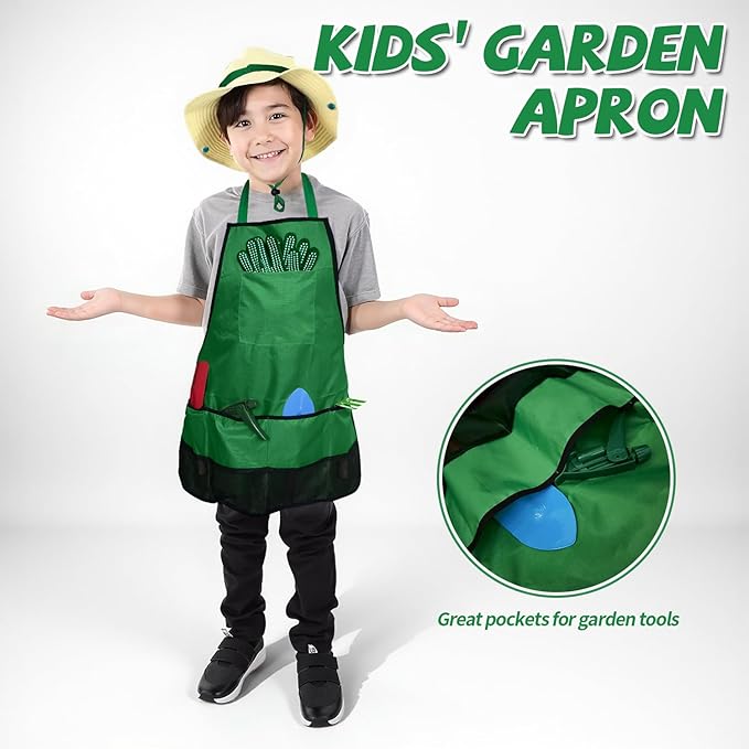 Kids Gardening Tools Set,11Pcs Garden Set for Kids with Shovel, Rake, Leaf Rake,Summer Outdoor Backyard Farm Digging Weed Toys Beach, Sand, Garden Play Set Birthday Gift for Boys Girls