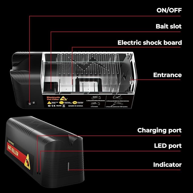NAMEK Electric Rat Trap for Home, Effective Humane Indoor Rats Killer, Mice Zapper, Upgraded Rat Traps, Instantly Kill Rodent with Powerful Voltage