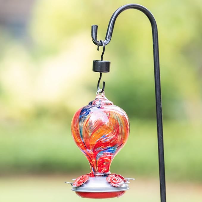 Muse Garden Hummingbird Feeders Blown Glass Hummingbird Feeder, Garden Backyard Decor, 32OZ, Mexican Stripes | Muse Garden Hummingbird Feeders Blown Glass Hummingbird Feeder, Garden Backyard Decor, 32OZ, Mexican Stripes