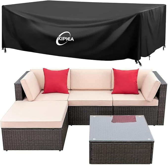 Kipiea Outdoor Furniture Covers Waterproof, 420D Heavy-Duty Patio Furniture Set Covers, No Tears Anti UV No Fading (83" L x 48" W x 28" H)