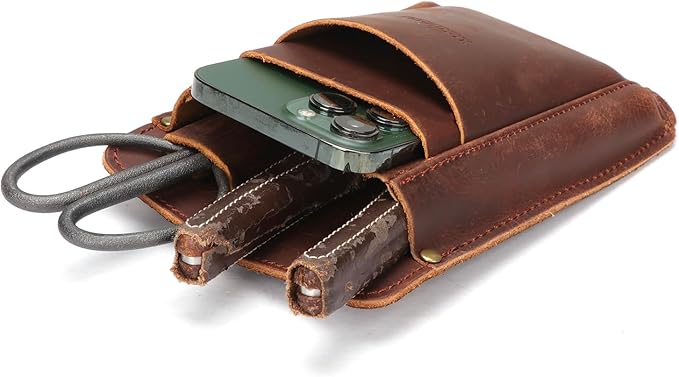 Tourbon Leather Florist Tool Waist Pouch Belt Garden Shoulder Crossbody Tools Bag Gardening Pruning Shears Holder Organizer Kit 4 Pockets