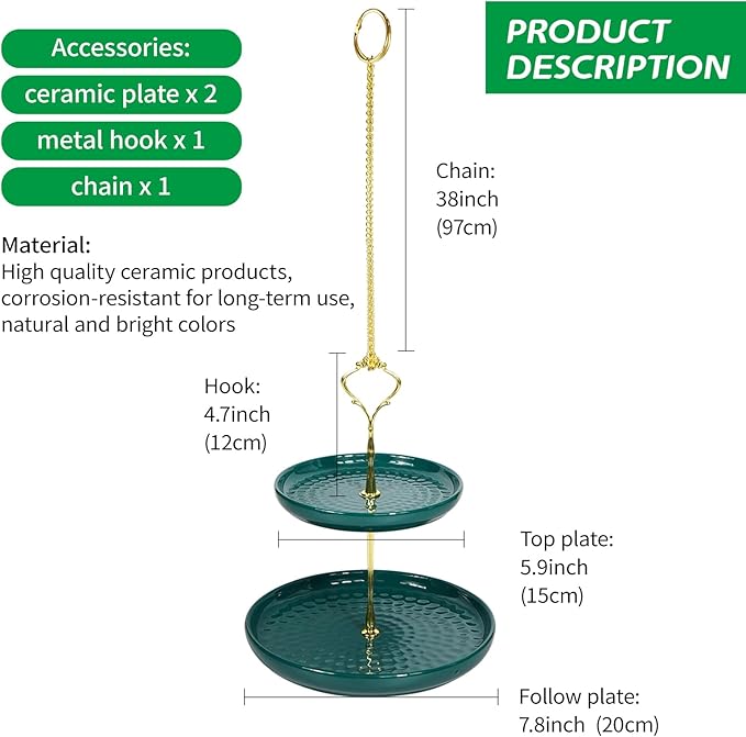Platform Bird Feeders for Outdoors The Platform Bird Feeder Made of Exquisite Ceramic and The Double-Layer Designed Ground Bird Feeder
