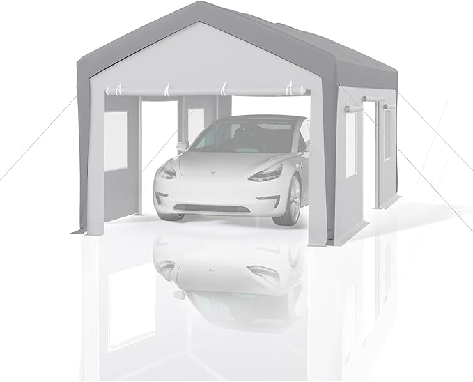 10x20 ft Heavy Duty Carport Replacement Canopy Cover, Waterproof Outdoor Garage Top Tent for Cars/Trucks/Boats, UV-Resistant & Wind-Resistant (Top Cover ONLY, Frame Not Included)
