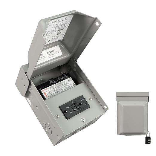 20 Amp WRTR GFCI with Pullout Switches Power Outlet Box 125 Volt, Heavy Duty Lockable Weatherproof Electrical Panel, Outdoor Receptacle for EV Generator Trailer Motorhome, ETL Listed, HDS2-016