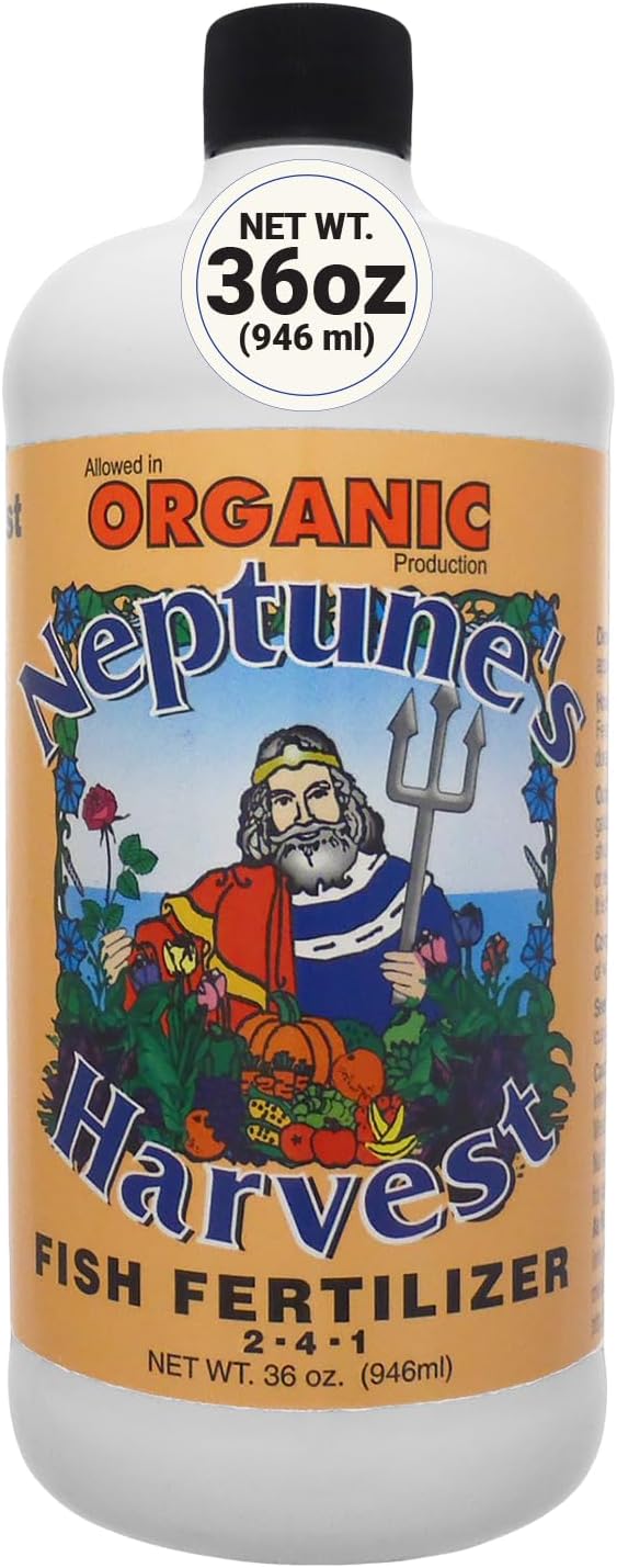 Neptune's Harvest Fish Fertilizer (2-4-1) - Organic Liquid Plant Fertilizer - Fish Hydrolysate for Vegetables, Flowers, Fruit, Trees, Grass - Indoor and Outdoor Plant Food (Quart)