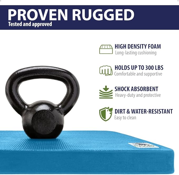 Rugged Rhino Kneeling Pad and Grill Cover, Durable Shock Absorbent Pads in Bright Blue, Windproof Grill Cover for Outdoor 58" L x 24" W x 48" H in Black, 2 Item Bundle
