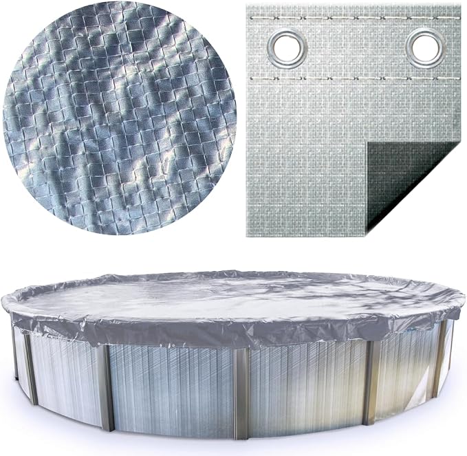 SWIMLINE HYDROTOOLS Silver King Heavy Duty Pool Cover For Above Ground Swimming Pools |19 X 35 FT Cover | Silver / Black | Winch & Cable Included | UV Protected For 16X32 FT Oval Pools | PCO141935