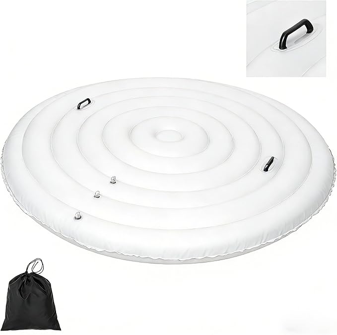 Inflatable Hot Tub Cover Round Replacement All Saluspa Intex Spa Covers Insert One Size Fits All Insulated Thermal Energy Saving Hot Tub Lid Replacement Used for Rain-Proof Snow-Proof （with Handle）