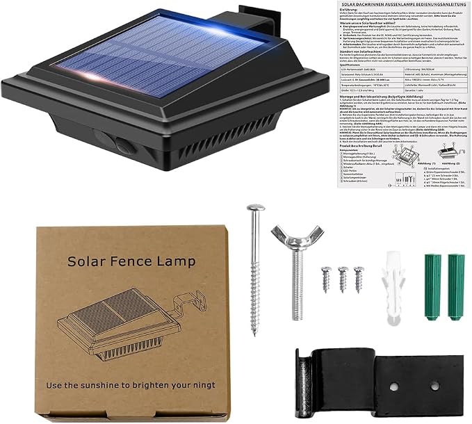 Solar Gutter Lights Outdoor, 40 LEDs Bright Solar Powered led Fence Light Deck Lights Waterproof for Wall, Deck, Fence, Stair, Step and Yard (Black Shell, 4Pack, Warm White)