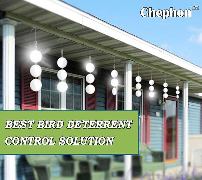 Chephon Upgraded Bird Scare Discs Set - Large 24 Discs - Highly Reflective Double-Sided Bird Reflectors Scare Devices - Better to Keep Most Birds Away Like Woodpecker and Pigeon