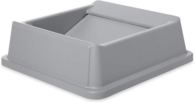 Rubbermaid Commercial Products Untouchable Container Trash Can/Wastebasket Lid, Gray, Square Swing Top, Compatible with 35/50 Gallon Untouchable Square Containers