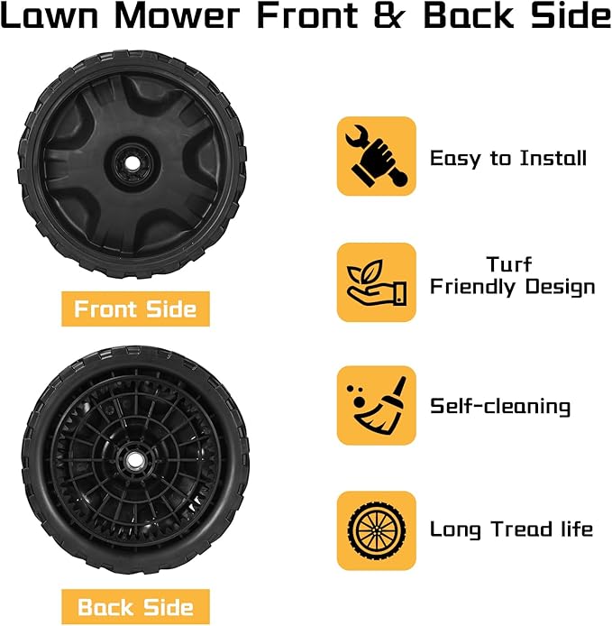2 Pack 634-05040 8" Lawn Mower Wheel Replacement for Brute, Craftsman, Cub Cadet, Snapper, MTD Gold, Columbia, Yard Man Self-Propelled Walk-Behind Mower