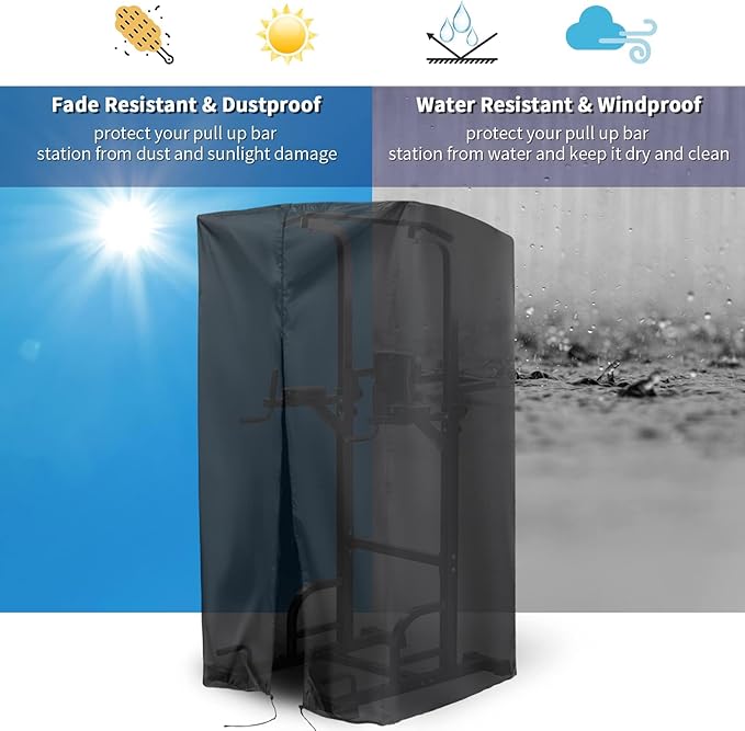 Protective Cover for Pull Up Bar Station, Waterproof& Dustproof Cover for Power Tower/Pull Up Dip Station-Indoor or Outdoor - 42"L x 40"W x 88"H