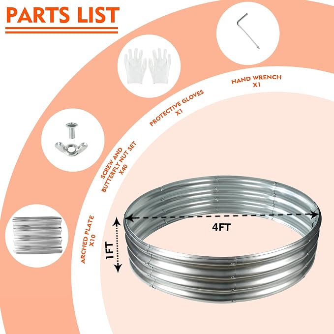 YSEJOMP 48 Inch Round Galvanized Fire Pit Ring/Fire Ring - Foldable and Perfect for Outdoor Gatherings and Campfires in The Yard/Garden/Park/Beach (4 FT Diameter, Silver)