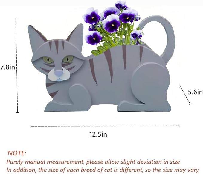 Blue Cat Planter,Cute Cat Flower Pot,Gifts for Pet Lovers,Unique Animal Plant Pots,Office,Indoor Outdoor Garden Decor
