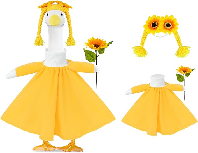 3 Pcs Porch Goose Outfits, for 23-28 Inch Porch Goose,Patriotic Costume for Plastic/Cement Statue for Outdoor Courtyard Garden Terrace Art Decoration (Sunflower, 23-28IN)