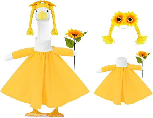 3 Pcs Porch Goose Outfits, for 23-28 Inch Porch Goose,Patriotic Costume for Plastic/Cement Statue for Outdoor Courtyard Garden Terrace Art Decoration (Sunflower, 23-28IN)