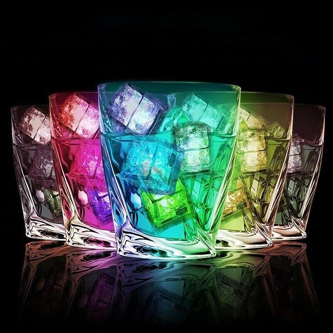Light Up Ice Cubes for Drinks, 12 PCS Red LED Ice Cubes Liquid Activated, Glow in The Dark Waterproof, Ideal for Home Bar Supplies Summer Party Wedding Decor