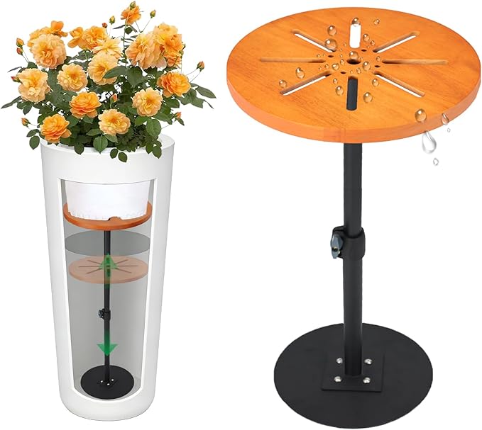 Plant Risers for Inside Pots,12-21" Adjustable Plant Inserts Fill Bottom of Tall Flower Pots and Large Plant Containers Indoor and Outdoor,10" Base, 10" Top-1pack