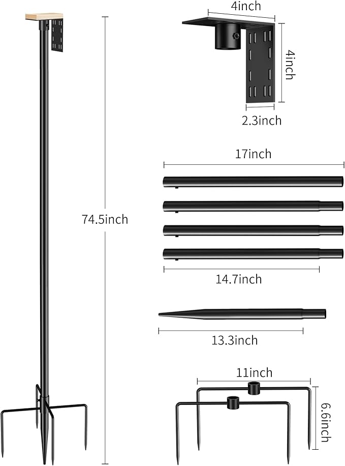 Onlyfly Bird Feeder Pole Stand – 74.5 Inch Height Feeding Station with 1-Inch Dia Heavy Duty for Hanging Feeders, Bird House Pole Mount Kit for Outdoor, Slip-Fit Connection