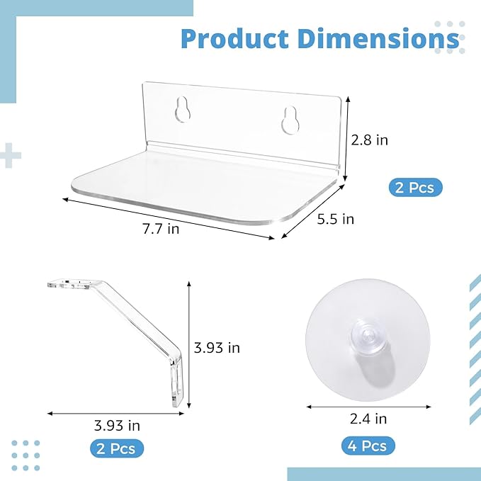 2-Pack Acrylic Window Plant Shelves with Suction Cups & Support Brackets - 7.7 in Semicircular Window Sill Extender for Herb Pots, Succulents, Flower Boxes, Micro Greens | Indoor/Outdoor Use (L)