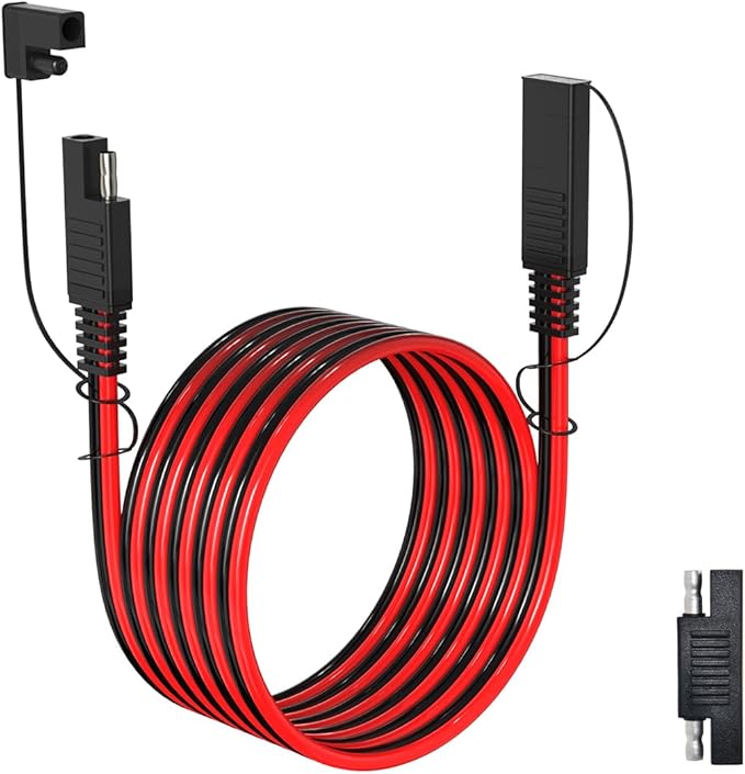 ELFCULB 16AWG 10FT SAE Extension Cable 3/6/10/20/35/50FT Quick Disconnect Wire Harness with SAE Connector for Automotive RV Battery Solar Panel