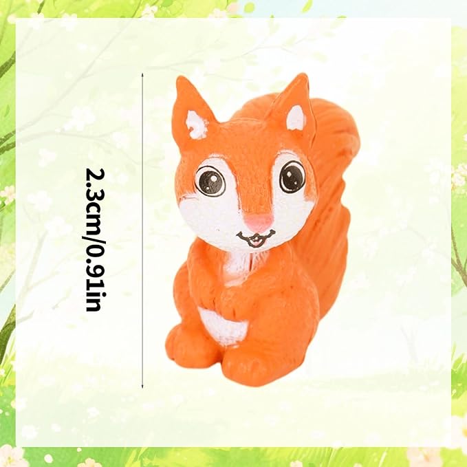 50pcs Mini Squirrel Figurines, Adorable Tiny Miniature Squirrels Plastic Toy Figures Small Animal Ornament Little Statue Decorations for Outdoor Garden Landscape Potted Plants DIY Crafts & Home Decor