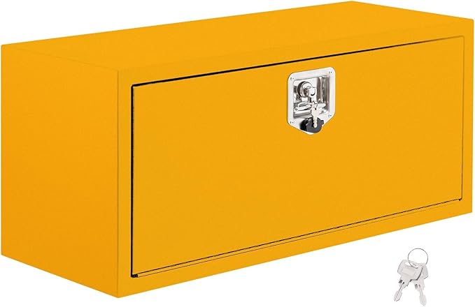 Black Steel Underbody Truck Tool Box with t-Handle Lock & Keys, Heavy Duty Storage Organizer Tool Chest for Pickup Truck Bed, RV & Trailer