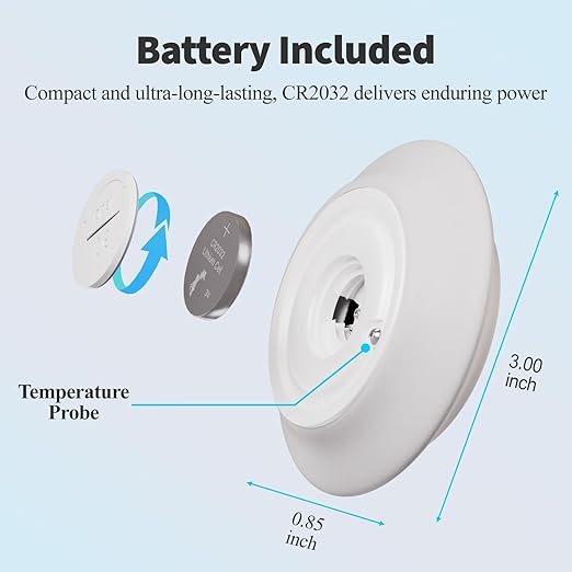 Silicone Cover Cold Plunge Thermometer with Timer, Waterproof Floating Water Thermometer for Ice Bath, Works with Ice Bath Tub Hot Tub Accurate Recovery(White)