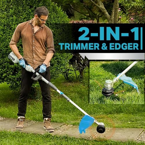 9" Lawnmower with 40V 2.0Ah Battery & Charger and 17" String Trimmer with 40V 4.0Ah Battery & Fast Charger & .095" Line