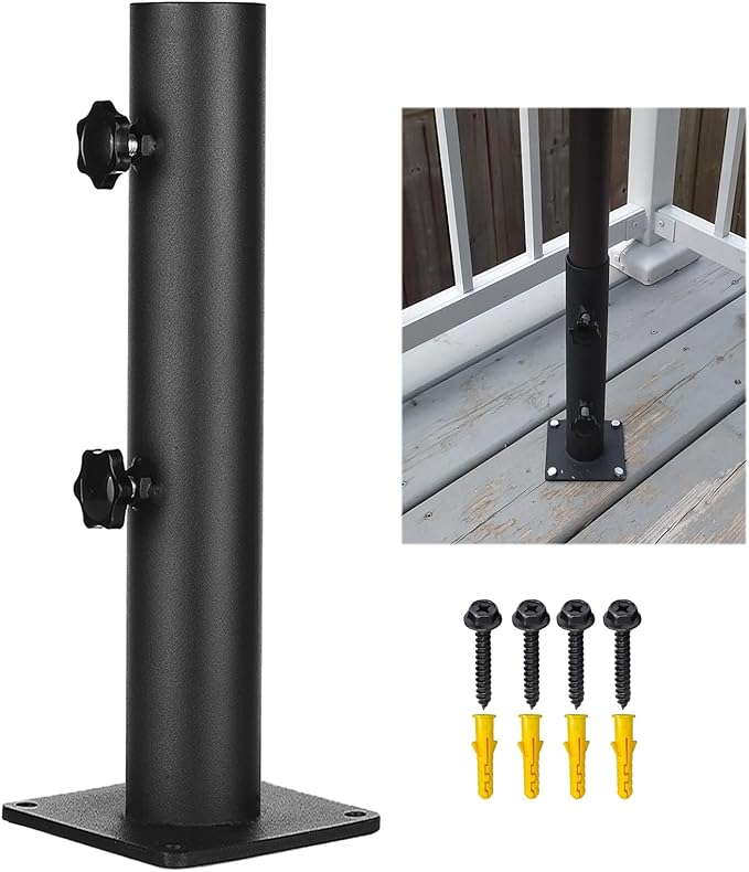 Patio Umbrella Base Heavy Duty Umbrella Holder Outdoor Umbrella Base Stand Mount Double Hand-Turn Knob for Deck,Patio, Dock,Boat,Courtyard Balcony,Garden,Pontoons,Picnic Table