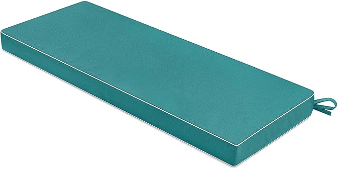 MIULEE Turquoise Outdoor Bench Cushion Set of 1, 48x18x3 Inch Waterproof Patio Seat Cushions for Swing and Outdoor Furniture Couch Sofa, 3 Year Color Fastness High Density Foam with Adjustable Ties