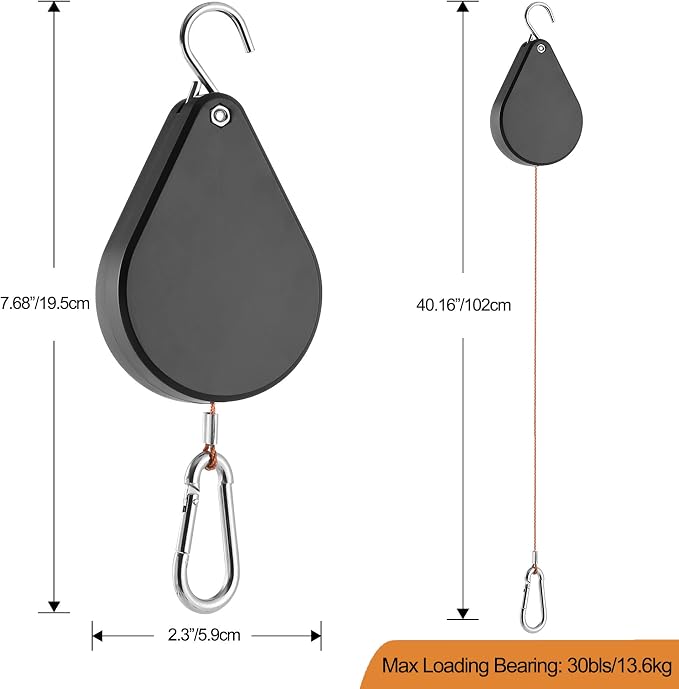 2026 Upgraded Retractable Plant Hanger,Plant Pulleys for Hanging Plants,Easy to Raise and Lower,Quick Lock,Heavy Duty, Adjustable Hook for Garden Baskets Pots,Birds Feeder,(3Pcs,Black)