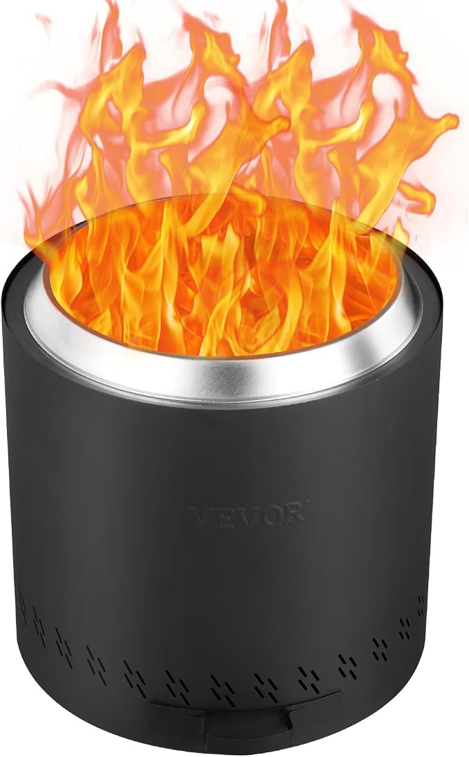 VEVOR 15.8 inch Smokeless Fire Pit Stove Bonfire, Wood Burning Fireplaces with Removable Ash Pan, SUS430 Stainless Steel Inner Portable Outdoor Firepit,for Outdoor Patio Camping High 15.4 inch
