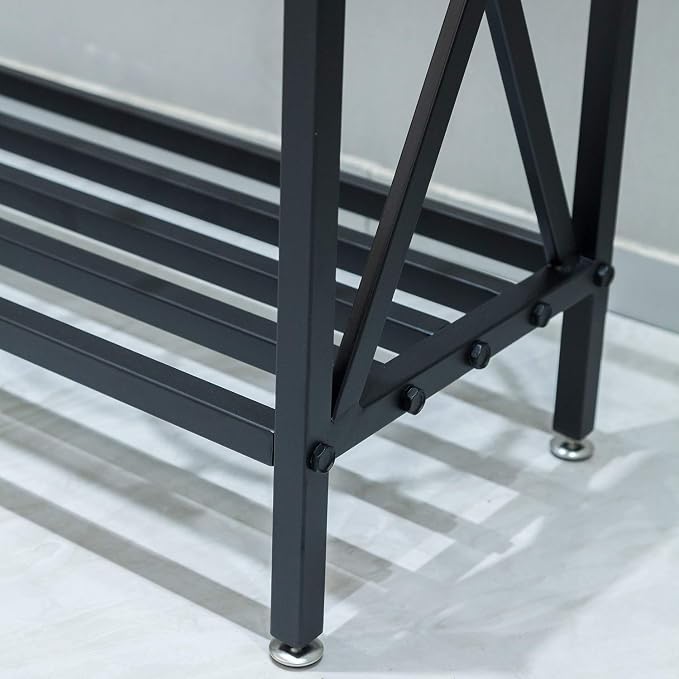 2-Tier Iron Pot Shelves, Plant Stand, Plant Shelf Holder, Flower Display Storage Rack for Outdoor, Indoor, Balcony 35.4’’ x 11.8’’ x 23.6’’