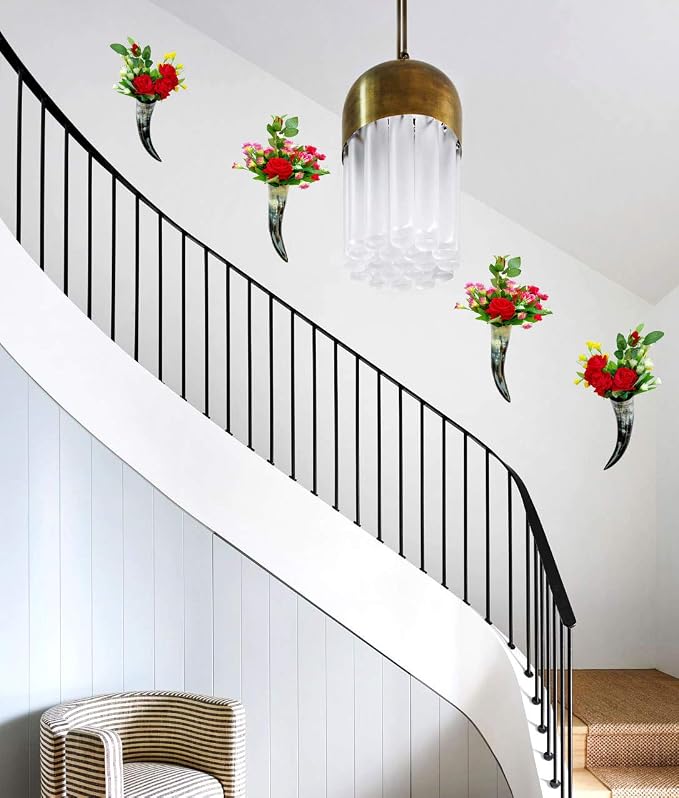 Flower Hanging Vase On the Wall, Set of 2 Made of Horn (14'' to 16'')