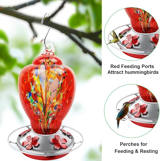 2 Pack Hummingbird Feeder Base Replacement Part Accessories Set - Includes 2 Pcs Bottom Base, Moat Hooks, Seal Rings, Brushes and Hanging Ropes (2, Silver)