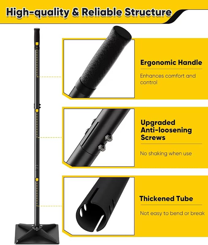 8" x 8" Heavy Duty Steel Tamper with 44.7 inch Adjustable Handle & Rubber Grip, Thickened Steel Garden Dirt Tamper Tool for Ground & Gravel Leveling, Soil Tamper for Yard, Sand, Driveway