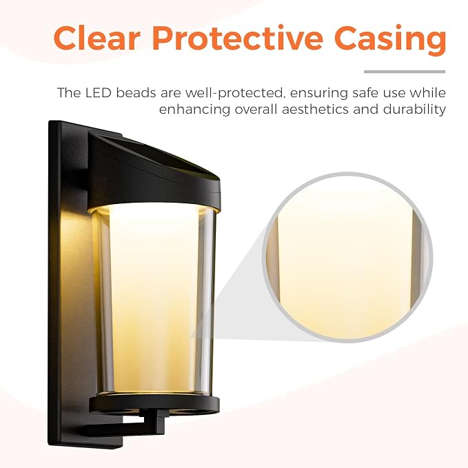Solar Yard 4-Pack Outdoor Wall Lights, Light Fixture, LED Exterior Lighting fixtures for Outside, Front Porch Lights, Waterproof Wall Sconce Lantern Lamp for House, Patio, Doorway, Entryway, Round
