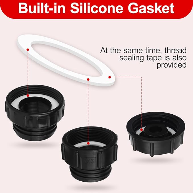 275-330 Gallon IBC Tote Hose Adapter,3-Size IBC Tote Adapter, 2.44" Fine、2 "Fine, and 2" Coarse Thread,3/4" Male NPT Inlet ×3/4" Male GHT Brass Hose Faucet Garden Hose Connector （Red handle）