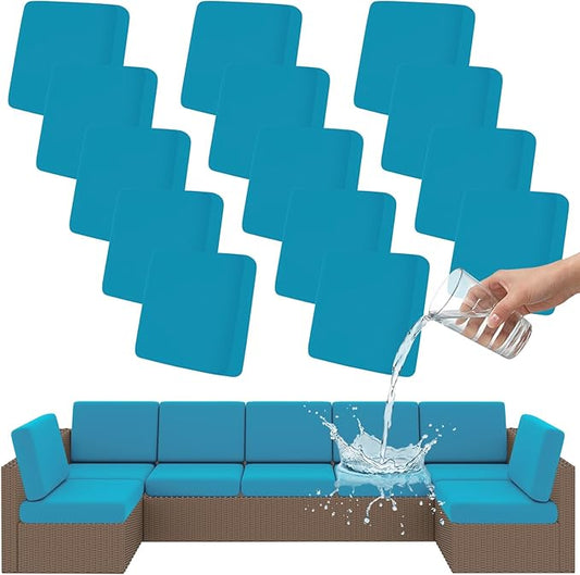Smiry Waterproof Patio Cushion Covers, Stretch Outdoor Couch Slipcovers Replacement Washable Furniture Protector Sofa Chair Seat Cover for Dogs and Pets (14 Pcs, Teal)