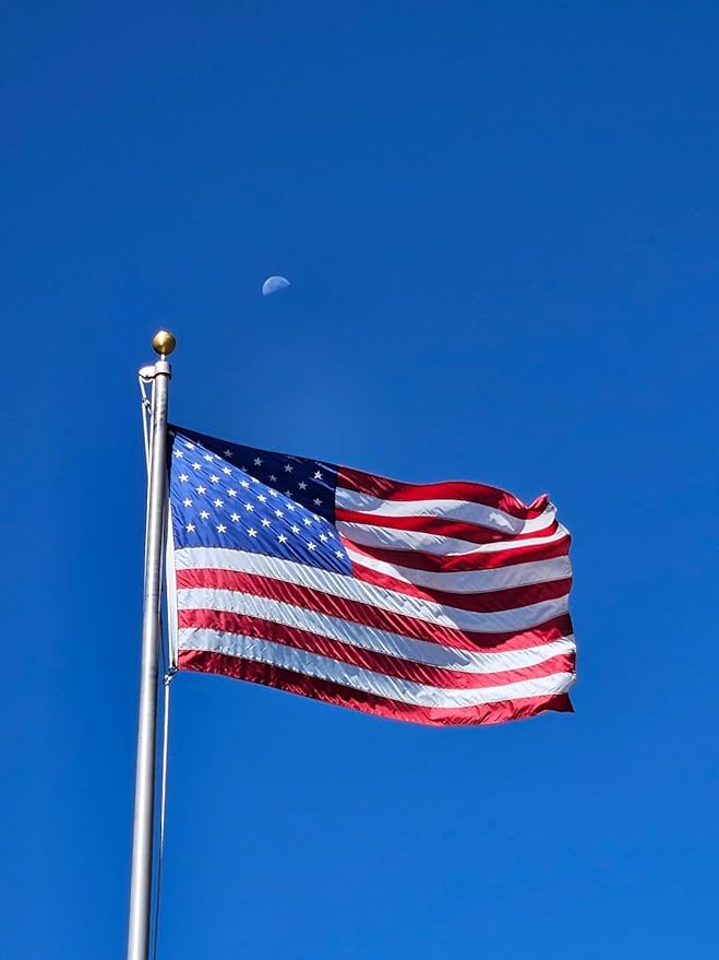 American Flag 5x8 FT Long Lasting 420D Heavy Duty US Flags for High Wind TearProof Polyester USA Flag with Embroidered Stars, Sewn Stripes, Brass Grommets